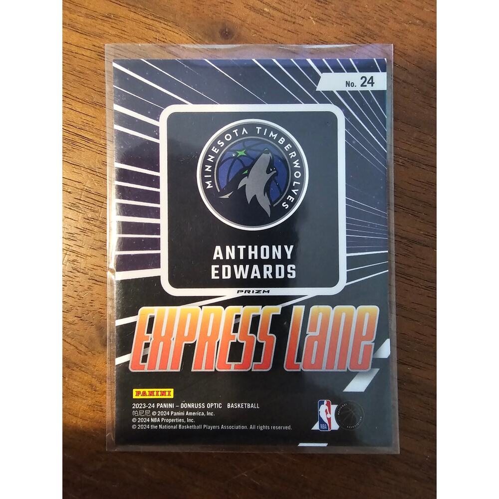 Anthony Edwards 2023-24 Panini Donruss Optic #24 - Express Lane - Purple Prizm - Picture 3 of 4